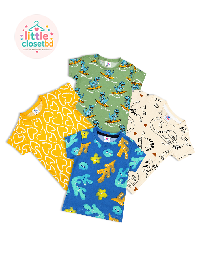 Baby Print Sleeve T-shirt 4-Piece Combo Set